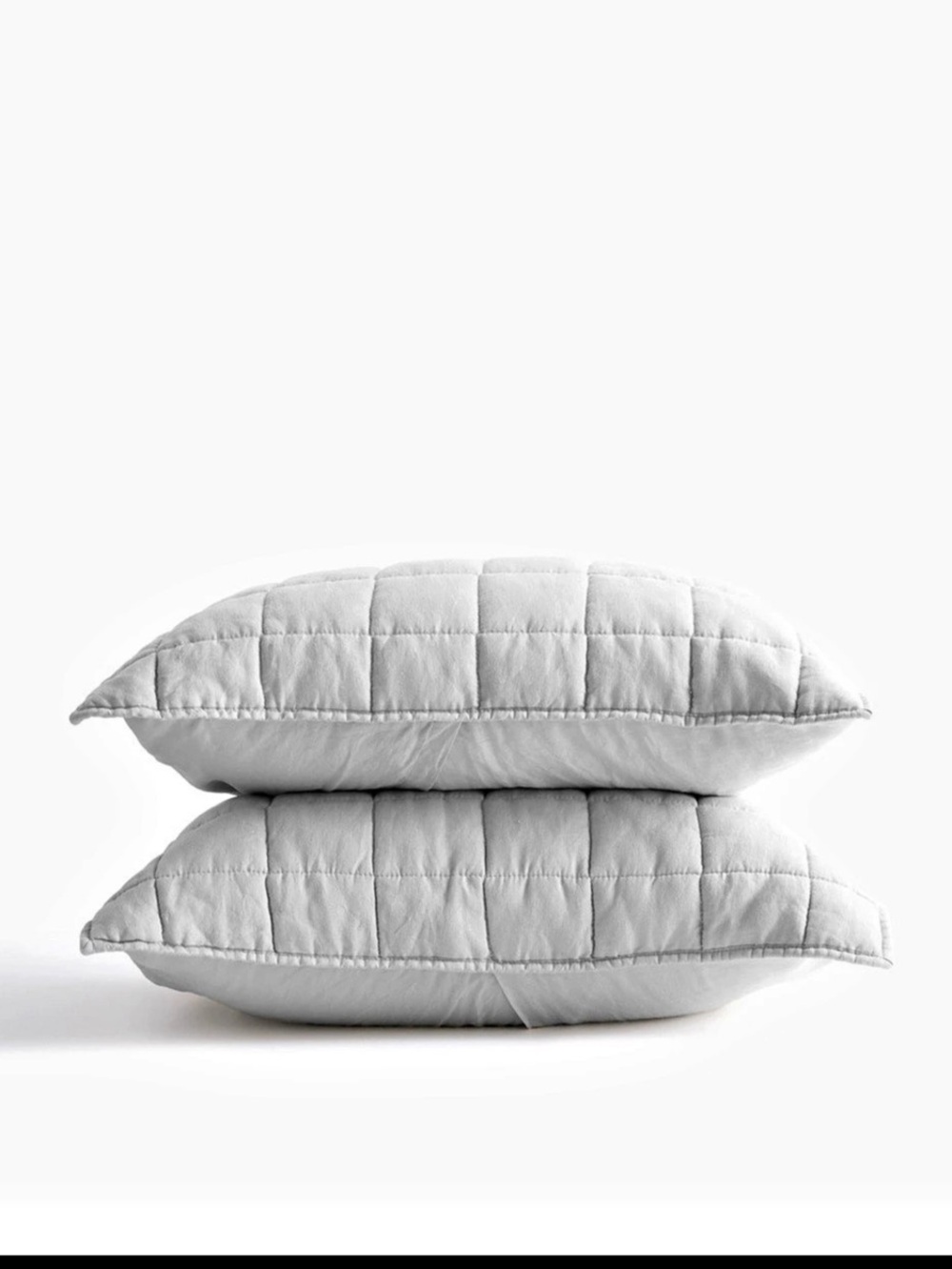 European Linen Box Quilted Sham Set, King, Light Grey ( 2 pc )
